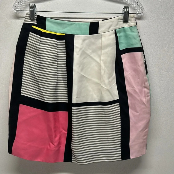 Kate Spade Barry Mini Skirt The Rules Color Block Striped Colorful White Size 4 - Picture 2 of 6